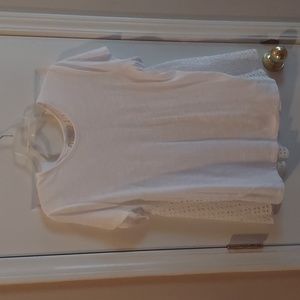 BELLE & SKY HIGH-LOW BABY DOLL SWIM COVER UP LG WHITE - LIKE NEW!